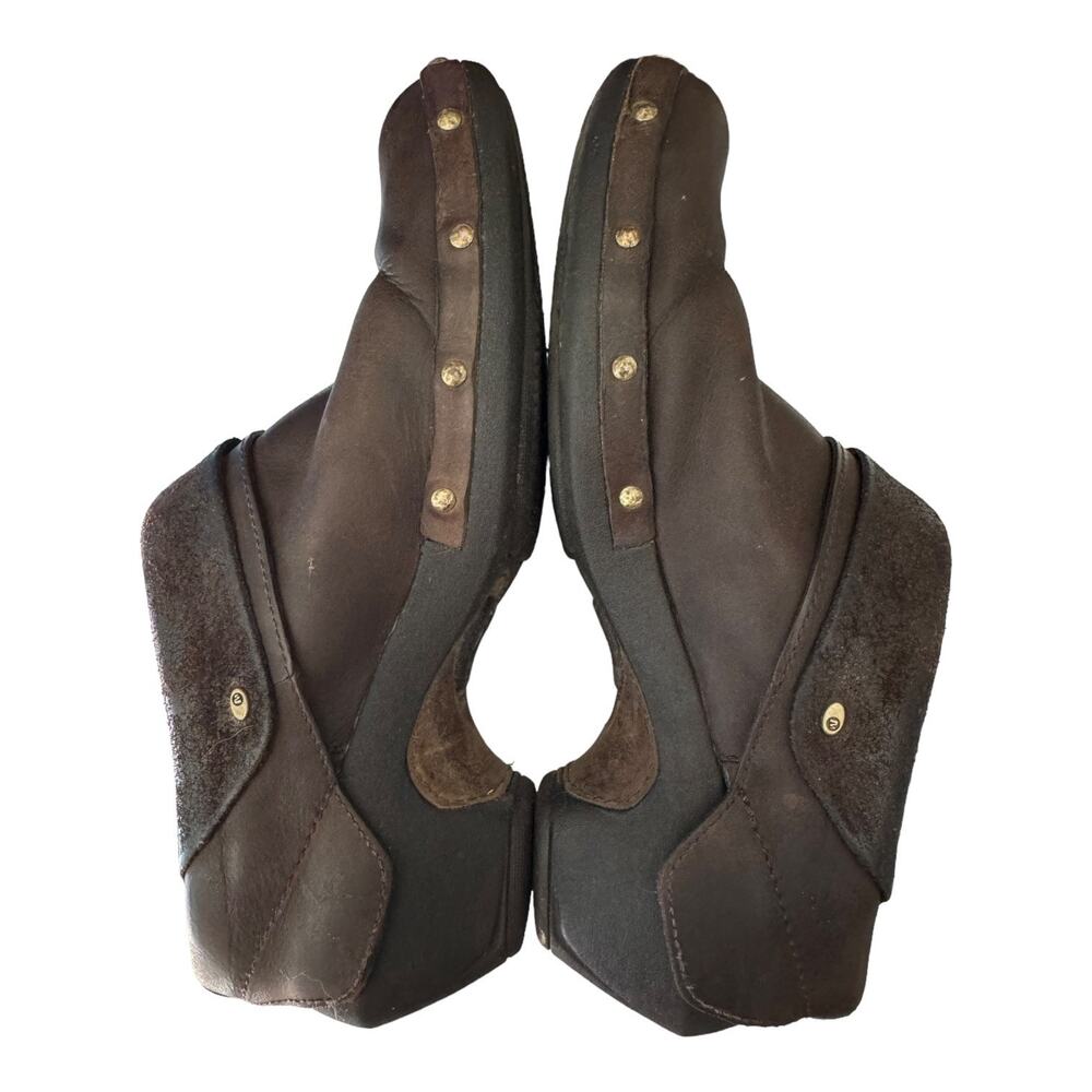 Merrell Luxe Wrap Chocolate Leather Studded Clog western Shoes size 8.5